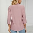 thumbnail image 7 of XuJwPNcy Womens 3/4 Sleeve Tunic Tops Eyelet V Neck Blouses Loose Fit Solid Color Business Casual Work Shirts for Women Womens Clothes, 7 of 7