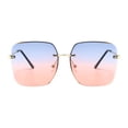thumbnail image 1 of XASZHN Fashion Unisex Rimless Metal Gradient Sunglasses for Travel Shopping Outdoors Blue_002 One Size, 1 of 5