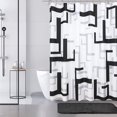 thumbnail image 1 of Rideau de Douche en Polyester Noir à Motif Géométrique KSEERBABALL, 72"x72 Pouces Lavable, 1 of 5