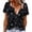 Black#3, variant on Women's Summer Floral Print Top, Snap Button V-Neck Short Sleeve Blouse, Soft Breathable Casual T-Shirt for Women, Sizes S-2XL
