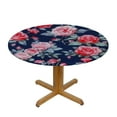 thumbnail image 3 of RUIYC Navy Blue Coral Tablecloth Pads for Round Tables Flora Waterproof Wipeable Round Table Cover for Indoor Patio Use Watercolor Fits up Diameter Tables, 3 of 7