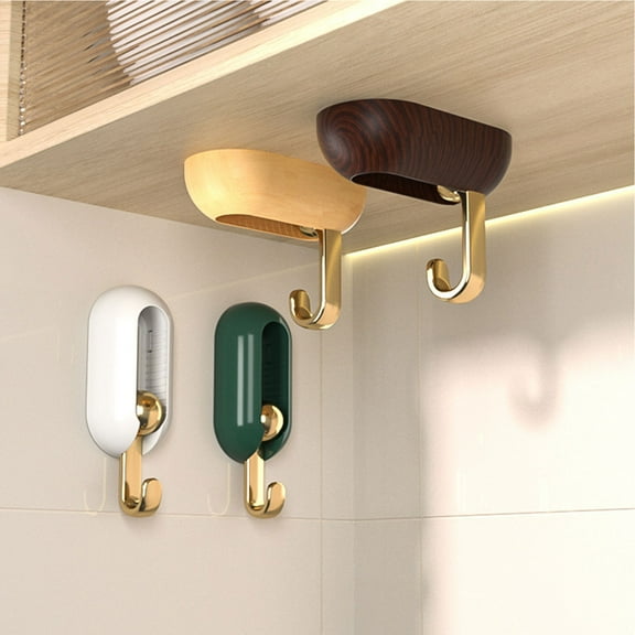 Xuniizn Command Hooks, Heavy Duty Hooks for Hanging, Adhesive Wall Hooks - Damage Free Hanging Solution for Home & Office, Decorative Wall Hooks for Towels, Decor, Kitchen Utensils, Plastic, Gold