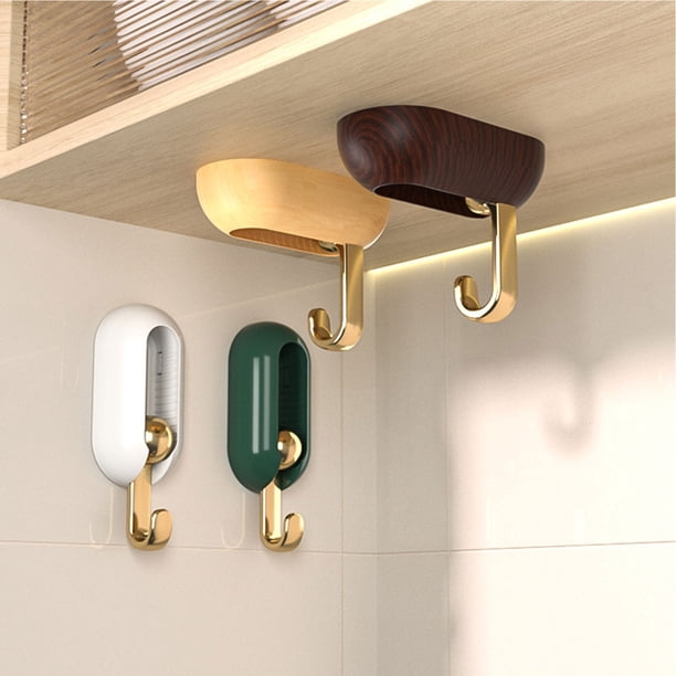 Gancho de Pared Madera, Portil, Peso Ligero, para Baño, Entrada, Armario, 4 Piezas, Estantera de Madera, Organizador de Pared, para Dormitorio, Resistente, Ajustable