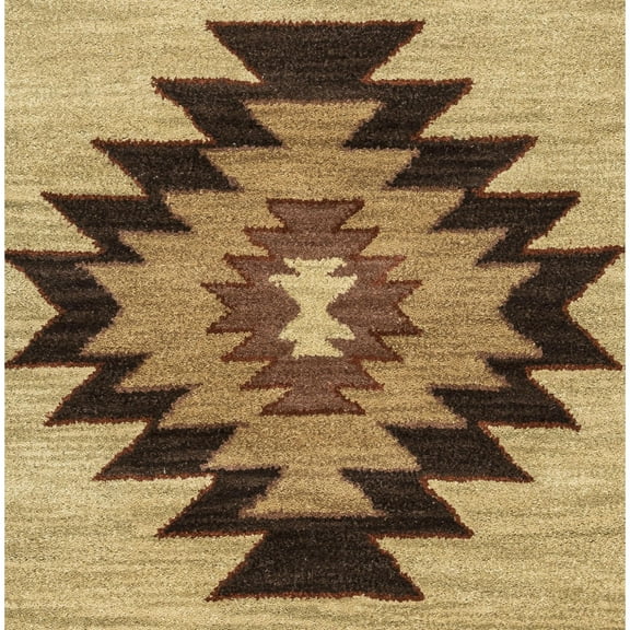 Alora Decor Ryder 8' Round Tribal Khaki/Brown/Burgundy/Sage Hand-Tufted Area Rug