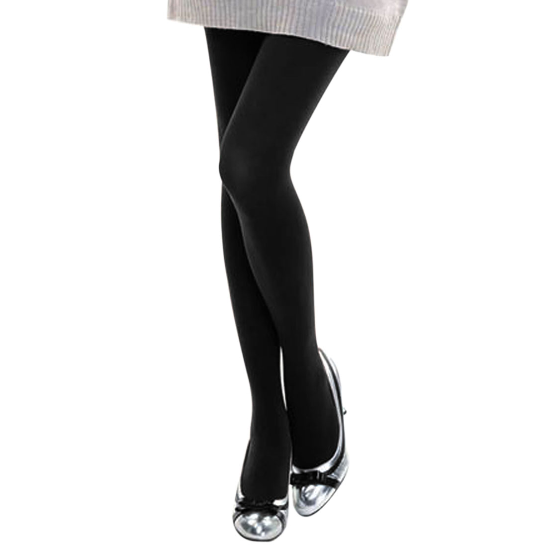 Women Black Stretchy Waist Closefitting Footed Pantyhose XS Walmart