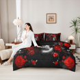 thumbnail image 4 of Homewish Gothic Red Rose Butterfly Skull Full Size Bedding Sets for Women, Floral Dark Romantic Full Size Bed in a Bag, Black Reversible, 7 Pieces, 4 of 7