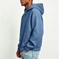 thumbnail image 5 of Men's Pullover Hoodie Sweatshirt Heavyweight Snap Button Neck Detail Long Sleeve Athletic Casual Solid Fleece Streetwear Tops Outwear for Fall Winter, 5 of 6