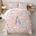 thumbnail image 2 of Castle Fairy Unicorn Letter A Quilt King,Kawaii Animal King Coverlet Set, 2 of 7