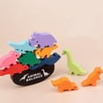 thumbnail image 4 of Juego de equilibrio de bloques de madera de dibujos animados para niños pequeños, juego de mesa para la primera infancia dinosaurio, 4 of 5