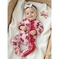 thumbnail image 6 of Miaouyo Baby Girl Christmas Footed Romper 0 3 6 Months Long Sleeve O Neck Bow Print Oblique Zipper Jumpsuit with Headband, 6 of 9