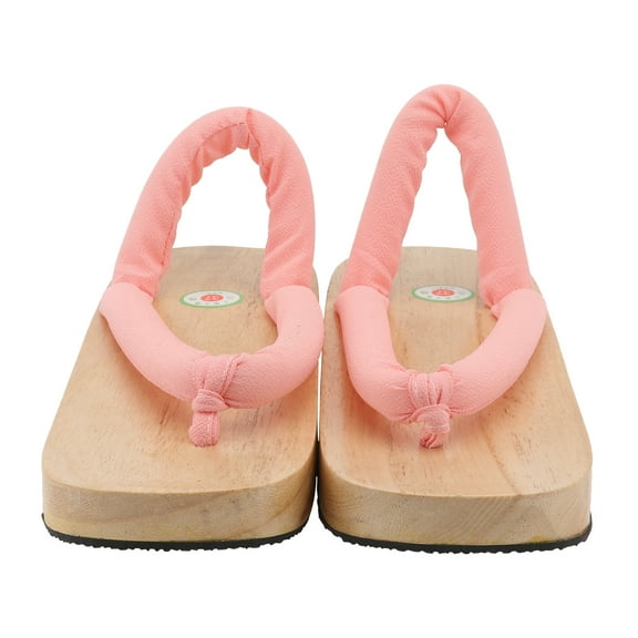 SASABAXI Clogs Slippers Pink Wooden Round Wooden Heel 1 Pair 9.43X3.22X1.38in
