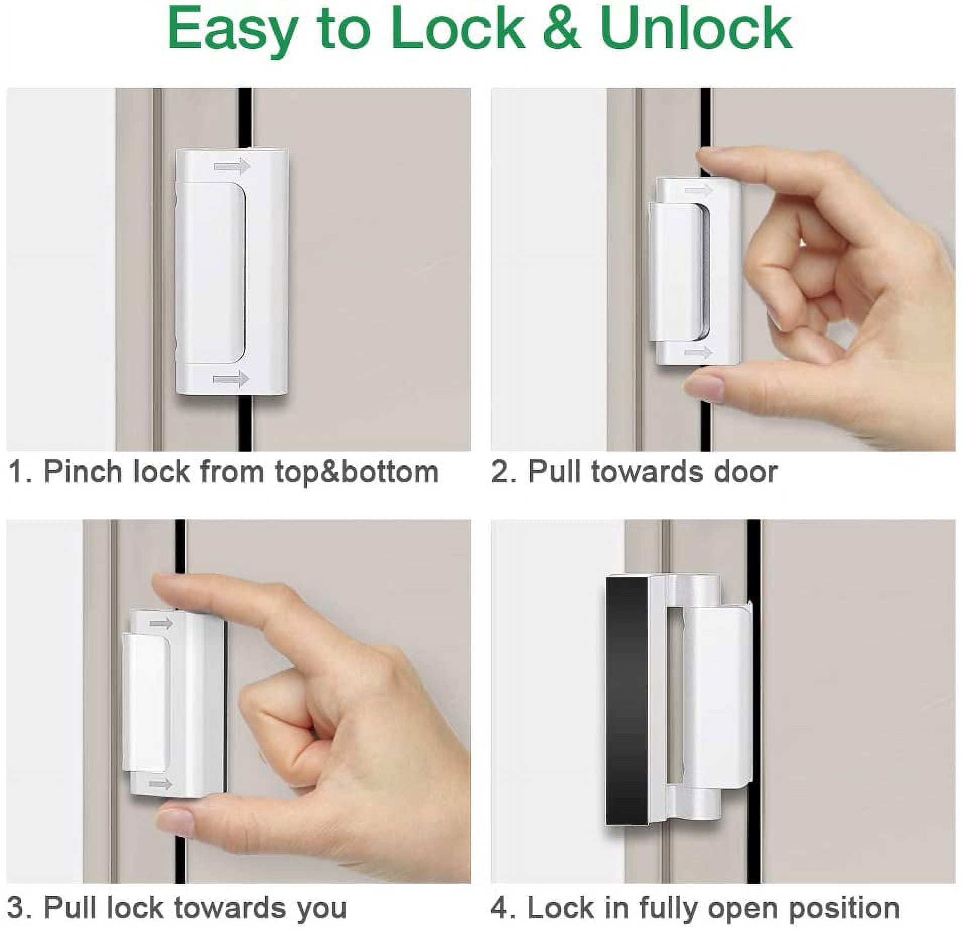 Home Security Door Reinforcement Lock - Safety Child Proof Door Locks with 8 Screws for Inward Swinging Front Doors, Extra Add a Top Lock Inside Withstands 800 lbs Deadbolt Latch, Guard Bedroom Patio