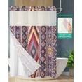 thumbnail image 2 of No Hook Shower Curtain with Snap-in Liner, Southwest Aztec Waterproof Fabric Bathroom Curtains, Country Retro Ethnic Geometric Motifs Bath Curtains & Mesh Top Window 60"x72", 2 of 6