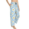 thumbnail image 6 of Salouo Daisies Flowers Print Women's Pajama Pants Casual Loose Sweatpants PJs Flowy Pants Drawstring Palazzo for Women Wide Leg Pants Lounge Pajama -Medium, 6 of 8