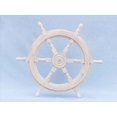 thumbnail image 2 of Hampton Nautical Classic Wooden Whitewashed Decorative Ship Steering Wheel 24" - Nautical Home Decoration, 2 of 2