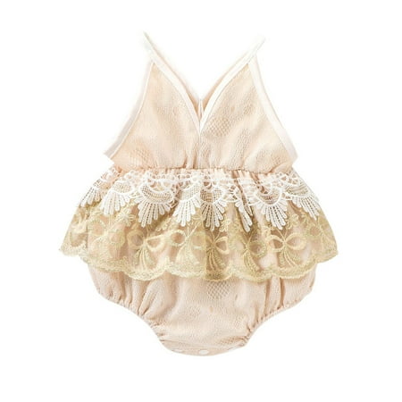 

Infant Baby Girls Jumpsuit 1 Piece Lace Romper Bodysuit Clothes Casual Outfits For 9-12 Months