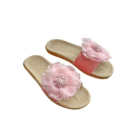 

Colisha Women Flat Sandals Summer Slippers Beach Slide Sandal Indoor Outdoor Casual Shoes Flower Slides Pink 7-7.5