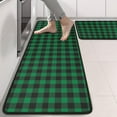thumbnail image 2 of Kitchen Rugs Sets Of 2,Green Black Checkerboard Checkered Pattern Anti Fatigue Kitchen Mat Rugs Non Slip Washable,Decorative Kitchen Floor Mats for Kitchen,Sink,Laundry,17"x47"+17"x47", 2 of 5