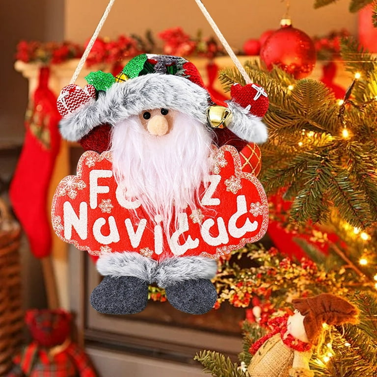 Peacheart Mexican Christmas Wooden Door Sign, Plush Reindeer Feliz