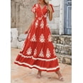 thumbnail image 4 of Vestido largo PRETTYGARDEN para mujer, verano 2025, cuello en V, estampado floral, 4 of 8
