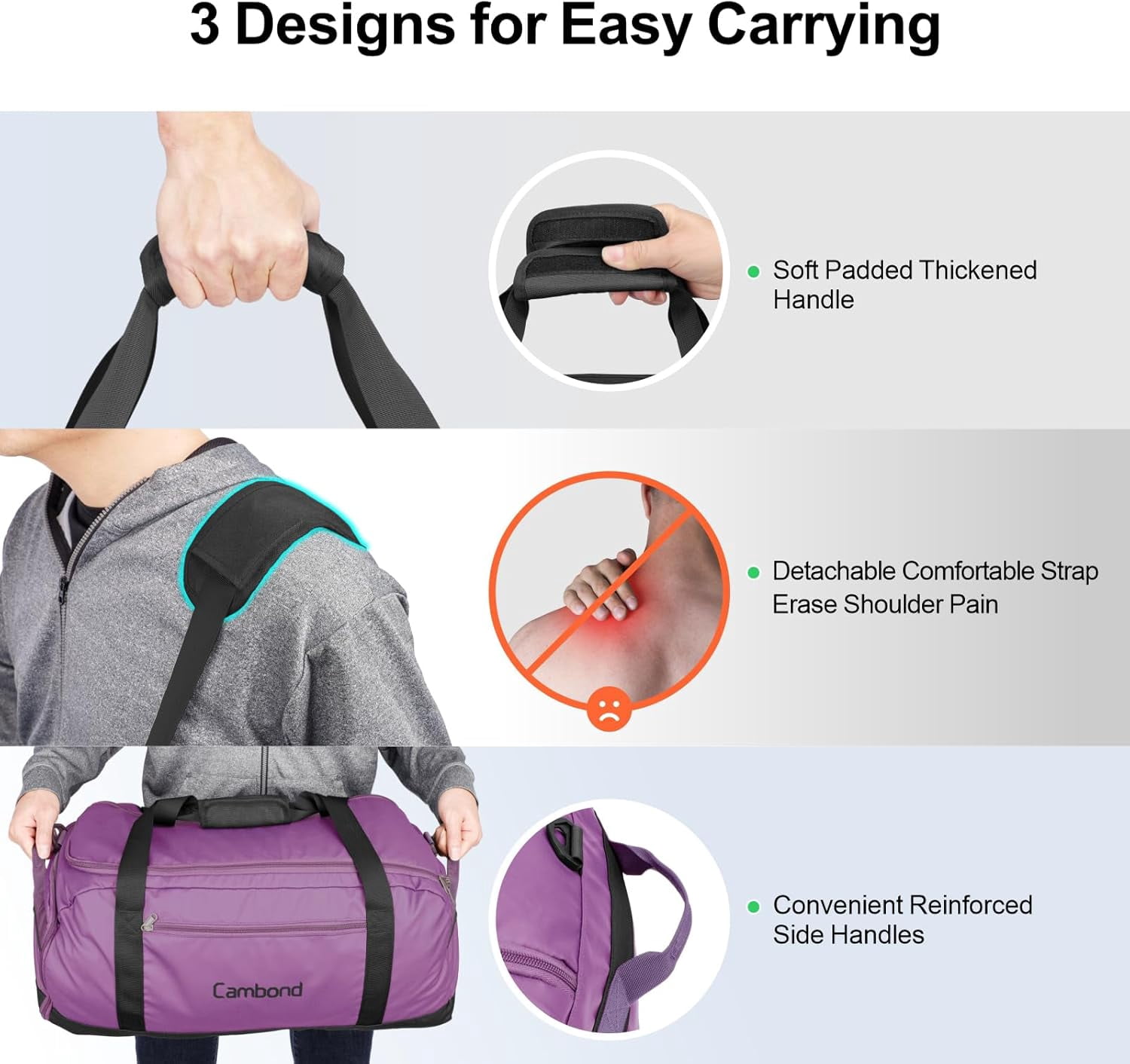 Airport Luggage Checked Bag - 80L Large Travel Duffle Bag for 5-7 Day Long Trip, Foldable Travel Duffel Bags for Traveling with Shoe Compartment for Men Women, Checked Luggage, Purple