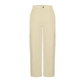 thumbnail image 4 of MAIHAN Womens Wide Leg Pants Cargo Pants for Women High Waisted Baggy Wide Leg Stretchy Y2K Streetwear Black Cargo Pants Women with Pockets(Beige,XXL), 4 of 6