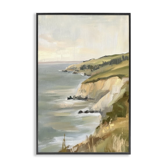 Stupell Industries Transitional Cliffs Off The Sea Black Framed Giclee Art, 12 x 18, by Petals Prints Design
