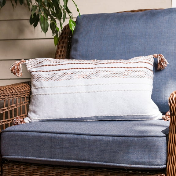 Elsie & Zoey Tylanne 12X22" Handwoven Striped Indoor/Outdoor Throw Pillow for Women