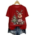 thumbnail image 5 of larppty Reindeer Shirt for Women Christmas Graphic Tees Family Party Casual Short Sleeve Xmas Shirt (Red, 3XL), 5 of 6