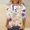 thumbnail image 2 of 3/4 Sleeve Womens Tops Summer 2025 T-Shirts Floral Crewneck Casual Basic Tee Fit Tunic Tops Blouses, 2 of 5