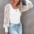 thumbnail image 3 of Blusas de mujer con cuello rectangular, blusas casuales de manga larga tipo farol, camisas de punto acanalado para mujer para ir de compras o fiestas, color blanco XL, 3 of 6
