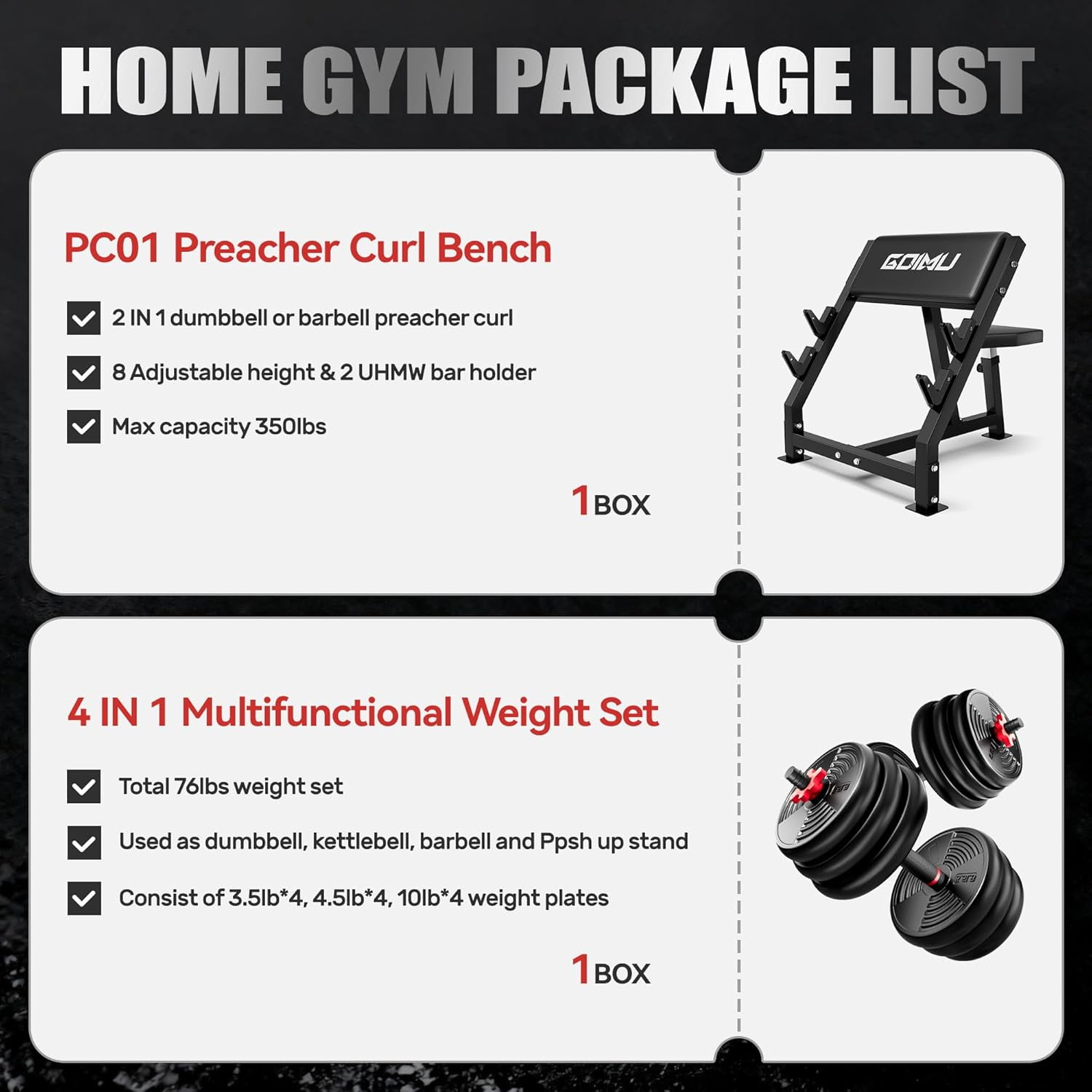 Goimu Preacher Curl Bench, Seated Arm Isolated Barbell Dumbbell Bicep Station, Adjustable Bicep Curl Machine with 5 Bar Holders,Dumbbell Holder for Home Gym