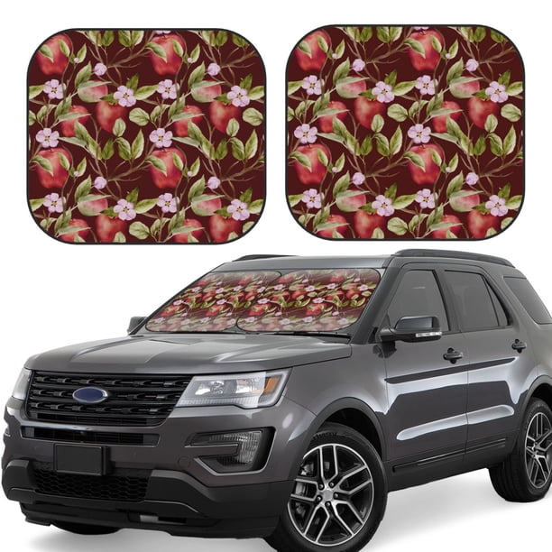 Balery Leaf And Fruit Parasol para parabrisas de coche de 2 piezas | Parasol plegable para parabrisas delantero de coche para la mayoría de sedanes-Small