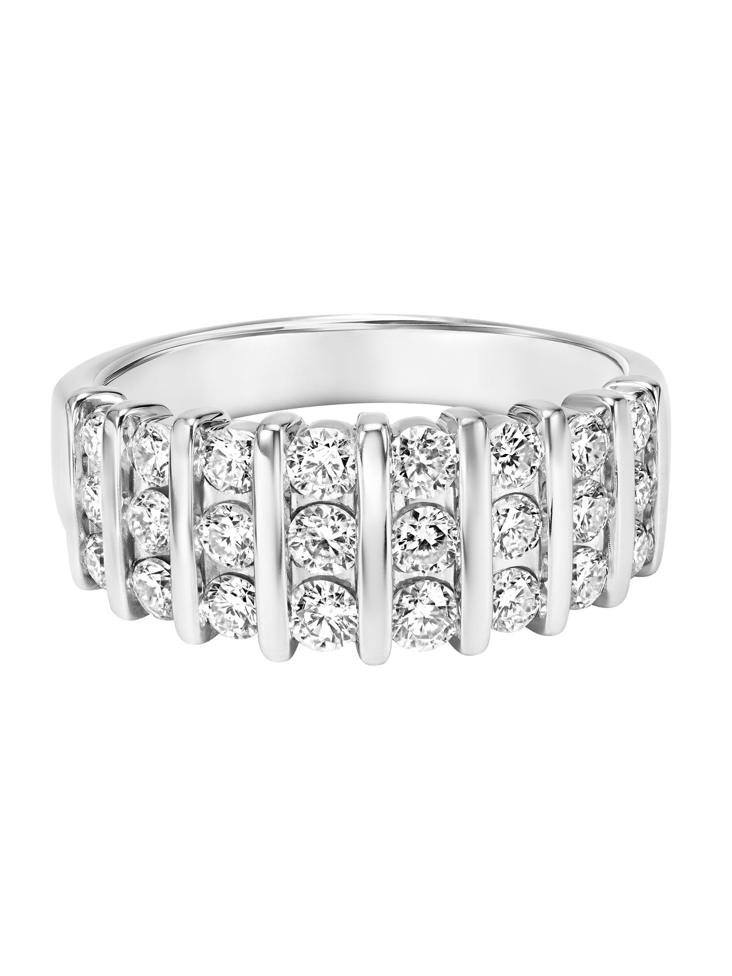1 Carat DEW Moissanite Sterling Silver Vertical Row Anniversary Band
