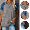thumbnail image 4 of SHIBEVER T Shirts for Women Tops Summer Casual Short Sleeve Tunic Tops for Women Loose Color Block T Shirts Side Slit Crew Neck Lady Tops Blouses Gray L, 4 of 5