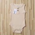 thumbnail image 3 of Faithtur Newborn Baby Summer Romper Solid Color Ribbed Knit Jumpsuit, 3 of 7