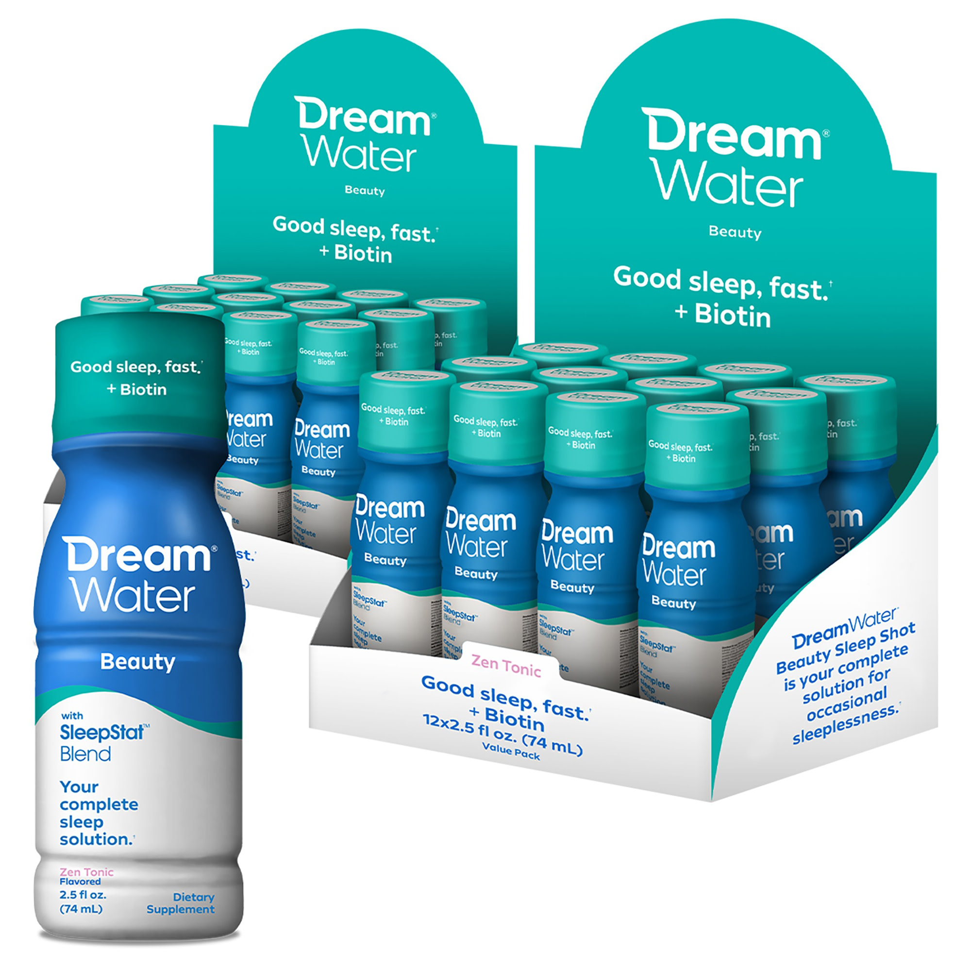 Dream Water Sleep Aid, Beauty; Melatonin, Biotin, Juvecol, 2.5oz Shot