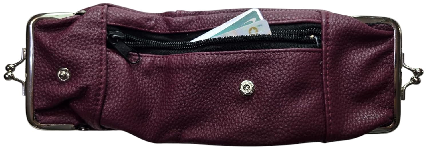 Delux 100s Cigarette Case with 2 Compartment one for ID, CC The Other for Change. Faux Leather. (Burgundy)