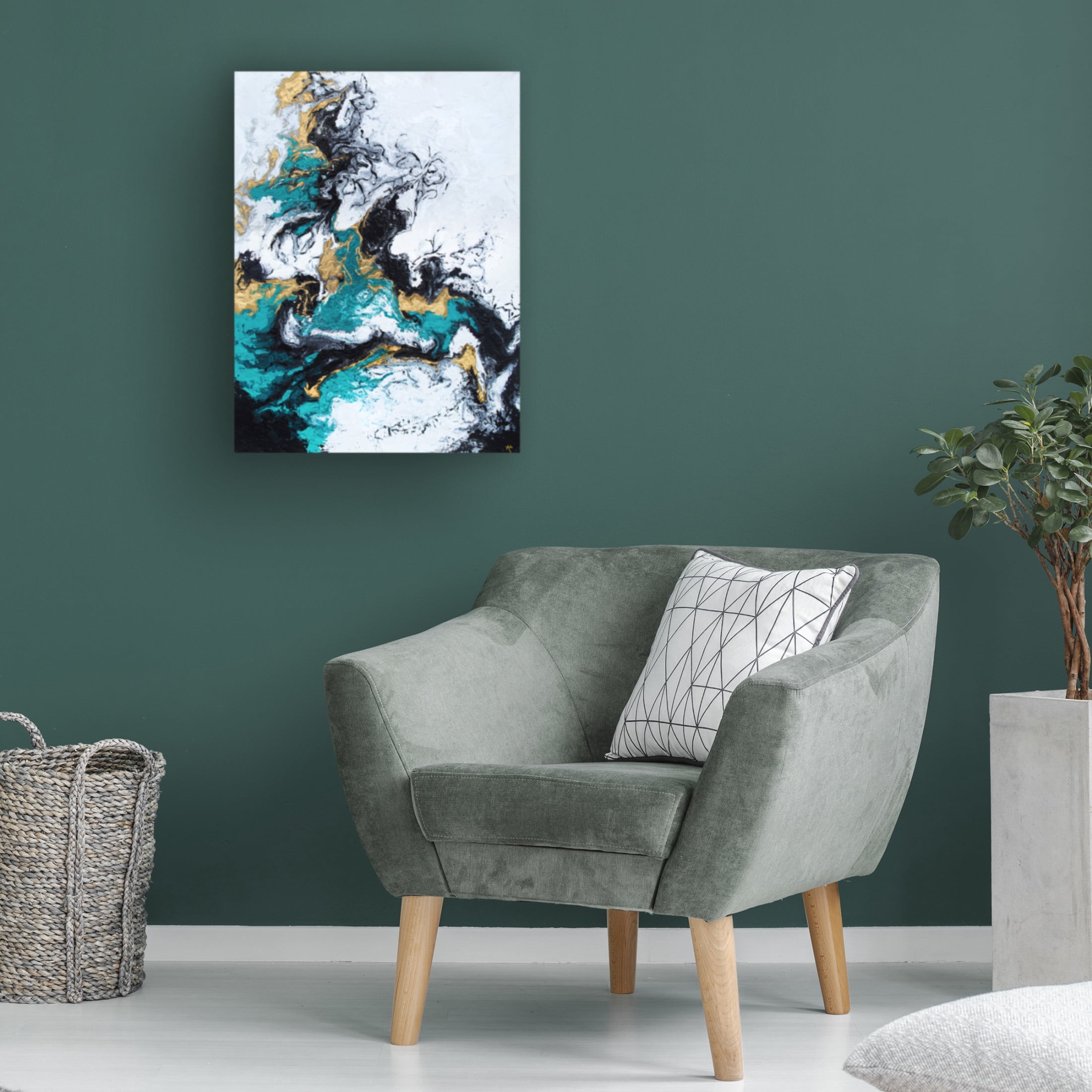 Trademark Fine Art Alyson Storms Green and Gold Smoke Canvas Wall Art