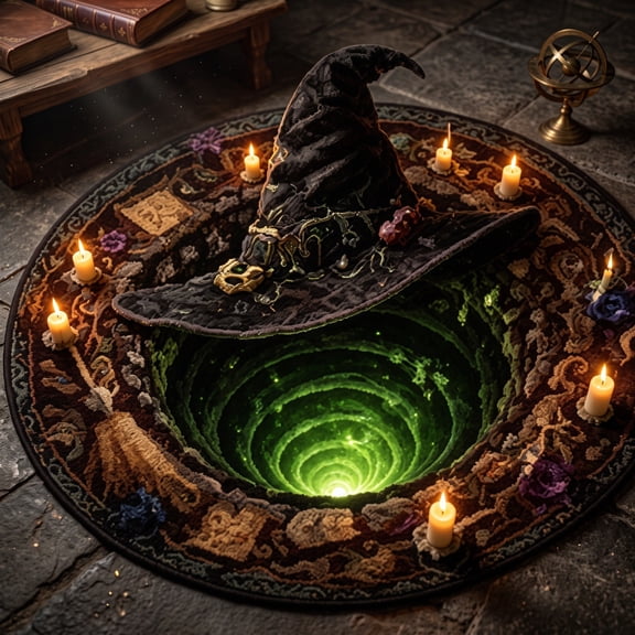 3D Halloween Round Rug, Illusion Halloween Round Mat, Funny Rug with Non-Slip Soft Visual Effect Door Mat for Living Room Indoor Decor