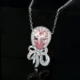 thumbnail image 2 of Jewelrypalace Love Bow 3.1ct Created Pink Sapphire Pink Cubic Zirconia Collor Necklace 925 Sterling Silver, 2 of 6