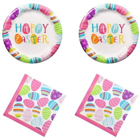 AOTA Holiday Easter Party Supplies, Double Set (Includes 36 Paper Plates & 36 Party Napkins)