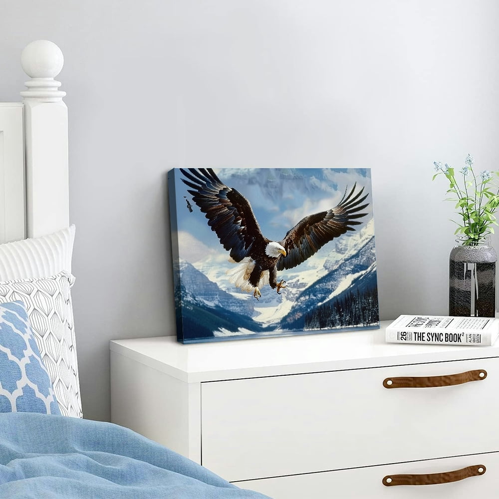 YILUYINQING Eagle Wings Mountains Canvas Print Wall Decor 20x16in