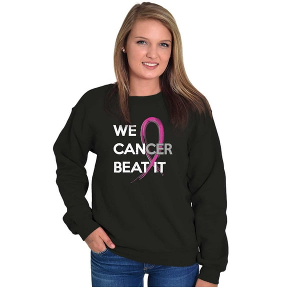 We Can Beat Breast Cancer Awareness Women Plus Size Crewneck Sweatshirt Brisco Brands 2X