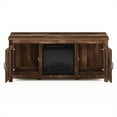 Furinno Jensen Farmhouse Barn Door Fireplace TV Stand with Storage