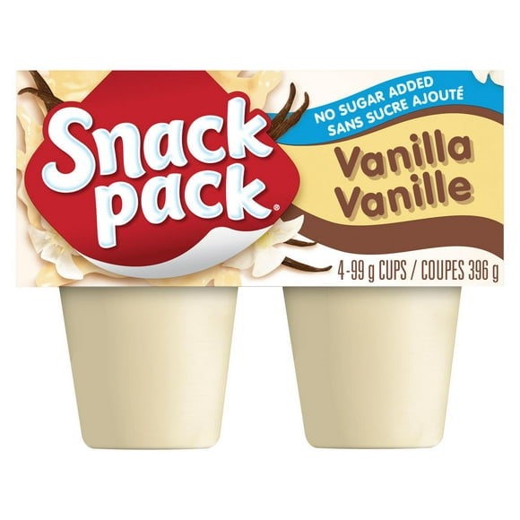 Snack Pack® No Sugar Added Vanilla Pudding Cups, 4 Cups, 396 g