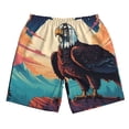 thumbnail image 2 of Honeii's Cartoon Iceberg Bald Eagle Print Men's Casual Shorts with Drawstring，Swim Trunks Quick Dry Beach Shorts, 2 of 5
