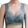 thumbnail image 4 of Sngxgn Wireless Bras for Women Comfort Full Coverage T-Shirt Bra Lightly Lined Push up Bra V-Neck Bralettes for Ladies(Blue,L), 4 of 5