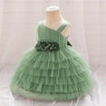 thumbnail image 2 of Fgnfyis Girls Elegant Party Dress Layered Ruffle Cake Tutu Formal Gown for Baby Toddler Kids Birthday Celebration Holiday Green 2-3 Years, 2 of 3