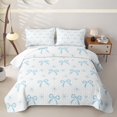 thumbnail image 2 of Erosebridal Cute Daisy Bowtie Quilt Full For Kids,Blue Cartoon Bowknot Full Bedspread Sets,3pcs, 2 of 7